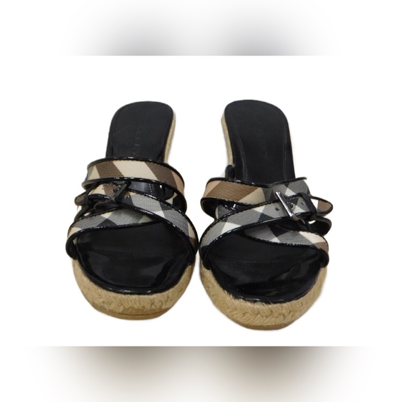 Burberry Authenticated Check Canvas Espadrille Wedge Sandals Women's 40(FS6A) - Picture 1 of 5
